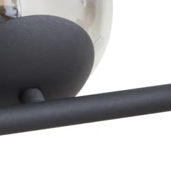 Lámpara colgante Lindby Isamer, gris humo/ámbar, 130 cm, globo