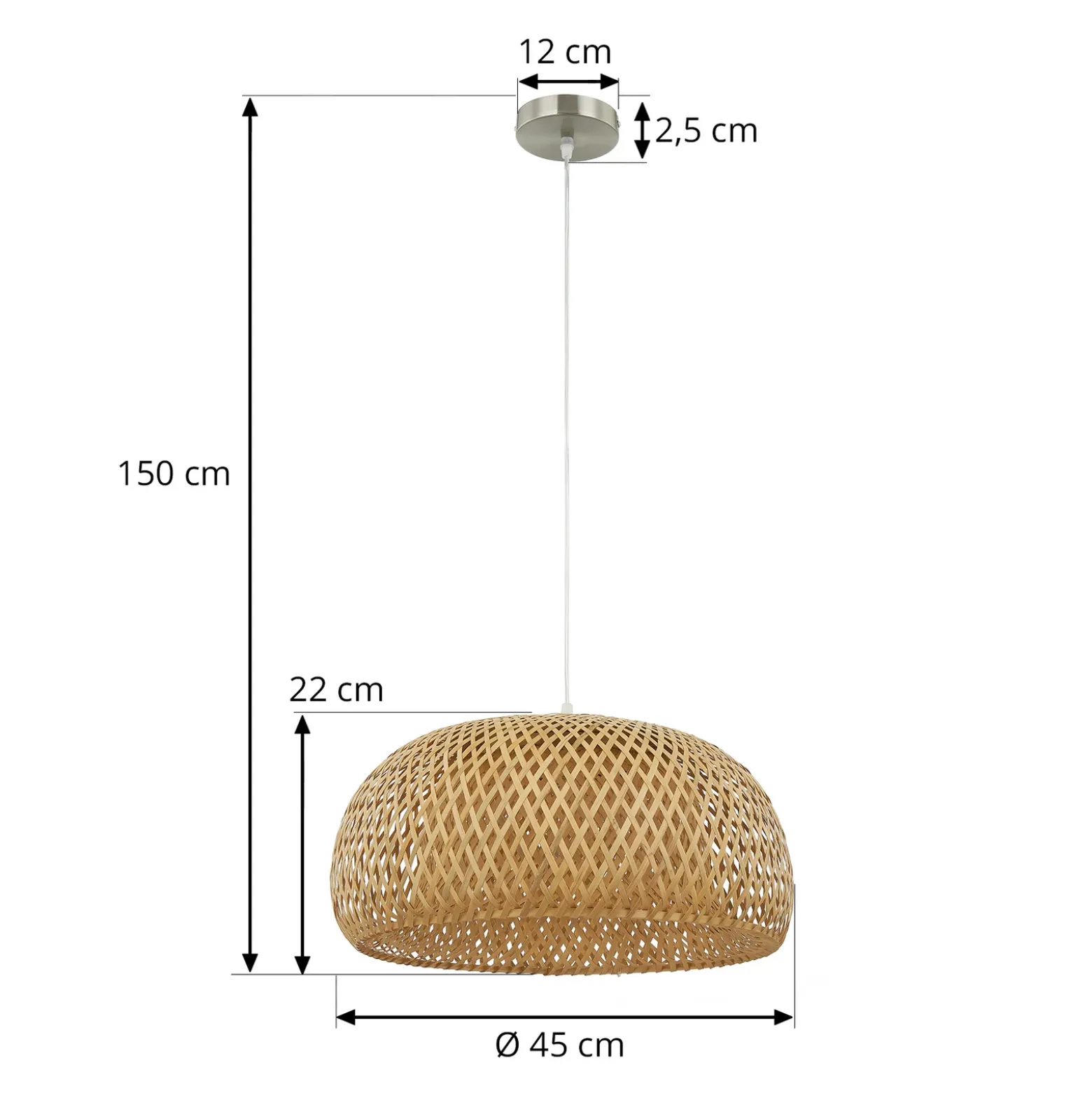 Lámpara colgante Lindby Jadwiga, Ø 45 cm, bambú, E27