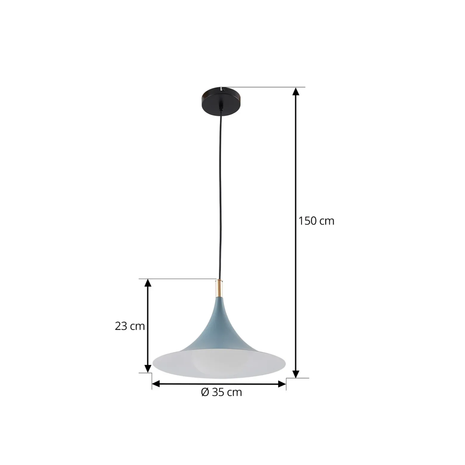 Lámpara colgante Lindby Jarl, azul, metal, Ø 35 cm, G9