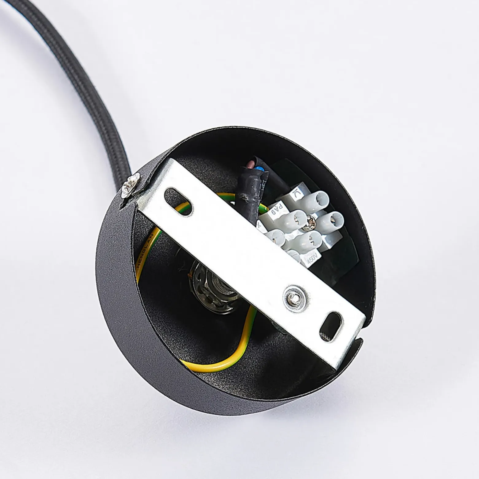 Lámpara colgante Lindby Jasminka, negro/oro, metal, 1 luz.