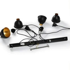 Lámpara colgante Lindby Jasminka, negro/oro, metal, 4 luces.