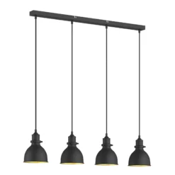 Lámpara colgante Lindby Jasminka, negro/oro, metal, 4 luces.