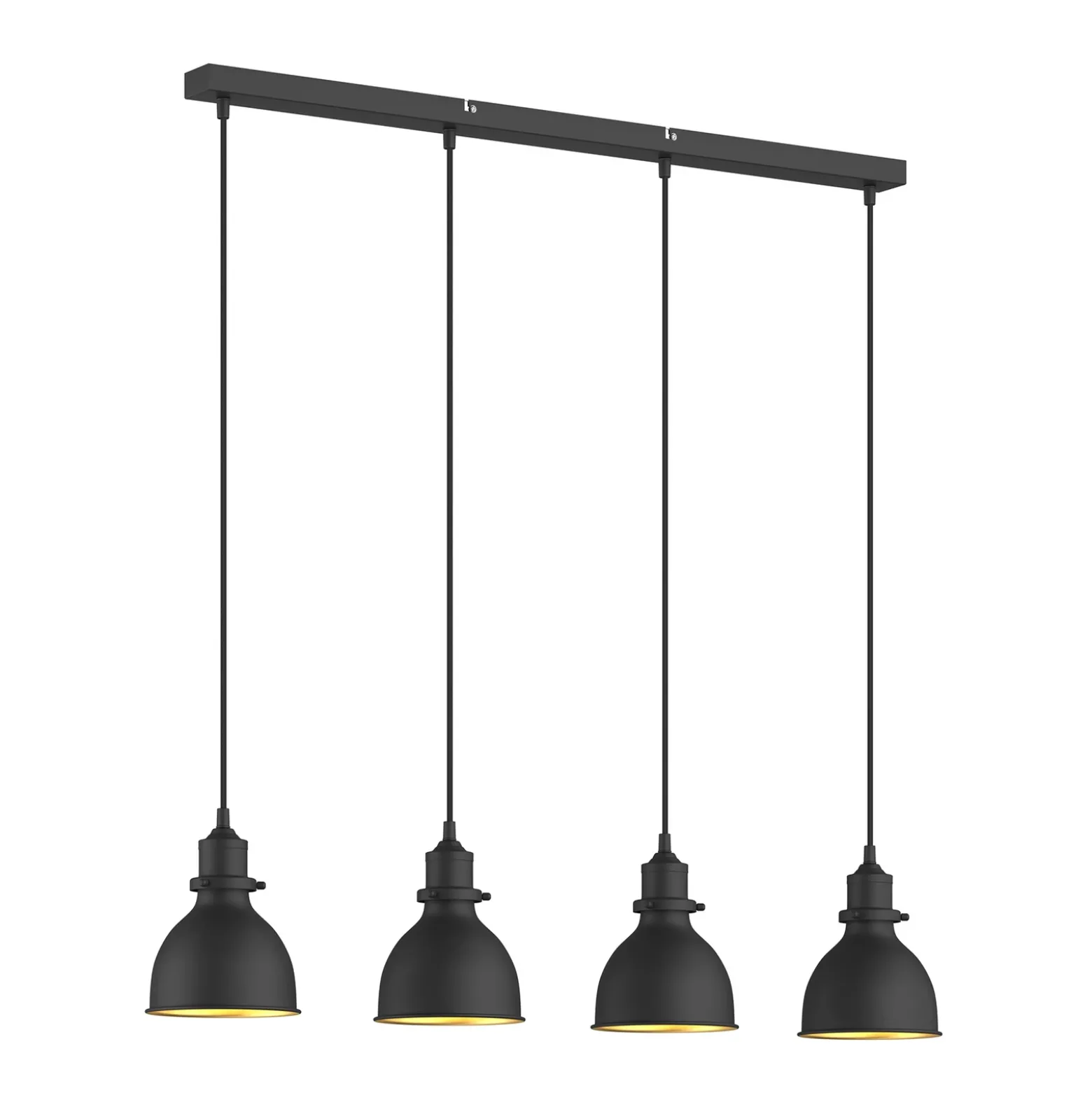 Lámpara colgante Lindby Jasminka, negro/oro, metal, 4 luces.