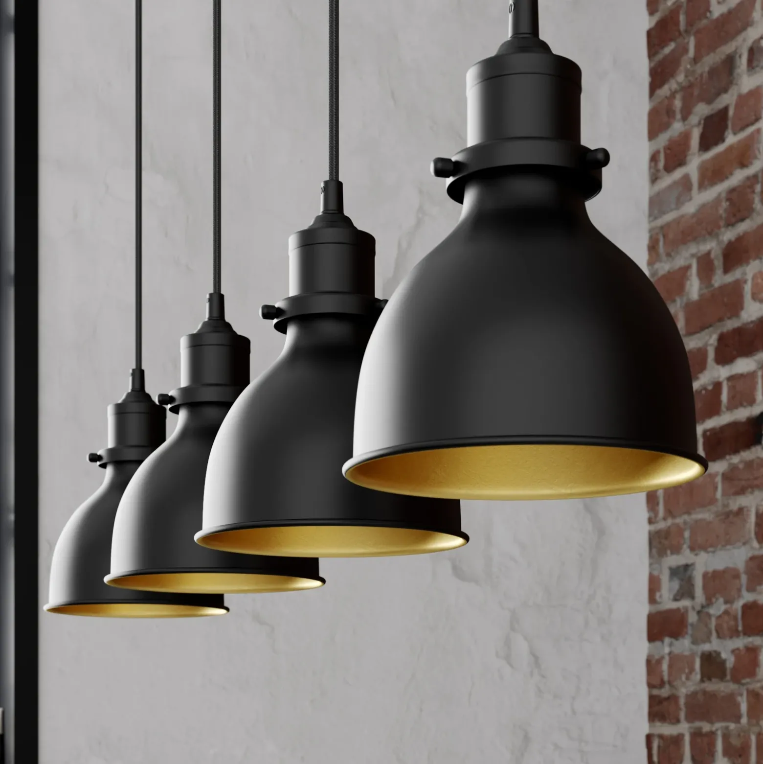 Lámpara colgante Lindby Jasminka, negro/oro, metal, 4 luces.