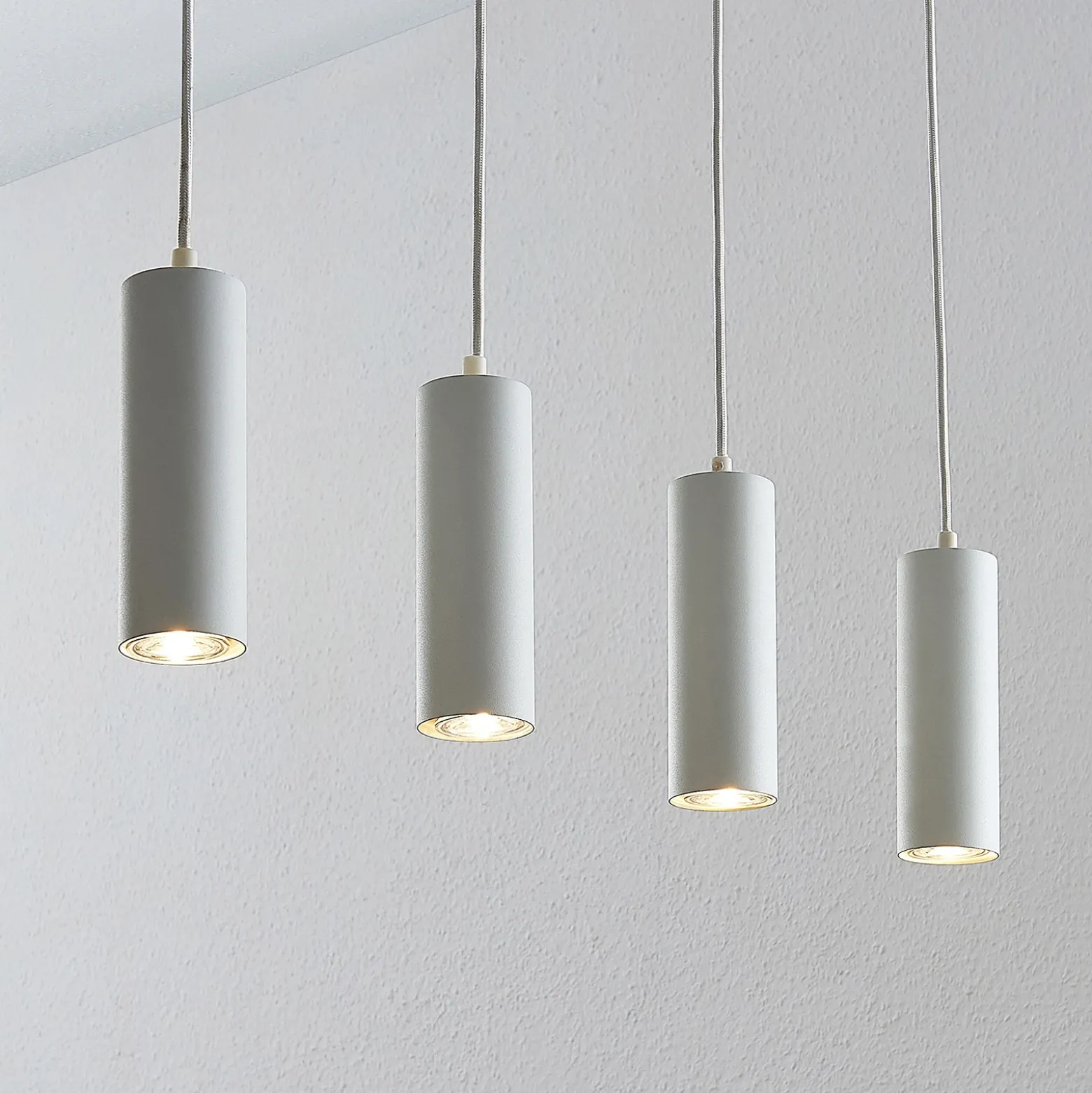 Lámpara colgante Lindby Joffrey, 76 cm, blanca, 4 luces, GU10