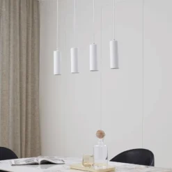 Lámpara colgante Lindby Joffrey, 76 cm, blanca, 4 luces, GU10
