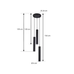 Lámpara colgante Lindby Joffrey, Ø 24 cm, negra, 3 luces, GU10
