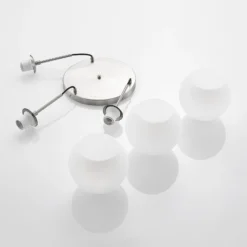 Lámpara colgante Lindby Jurian, Ø 32 cm, 3 luces, níquel/opal, cristal