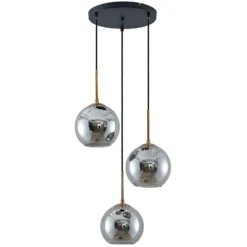 Lámpara colgante Lindby Jurian, 32 cm, 3 luces, bronce, humo, cristal