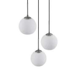 Lámpara colgante Lindby Jurian, Ø 32 cm, 3 luces, níquel/opal, cristal