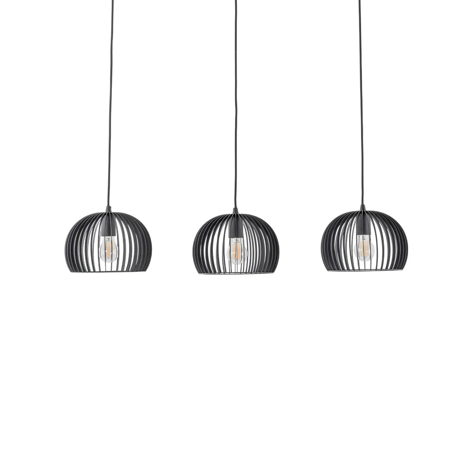 Lámpara colgante Lindby Jusra, negra, metal, 3 luces, 99cm