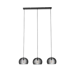 Lámpara colgante Lindby Jusra, negra, metal, 3 luces, 99cm