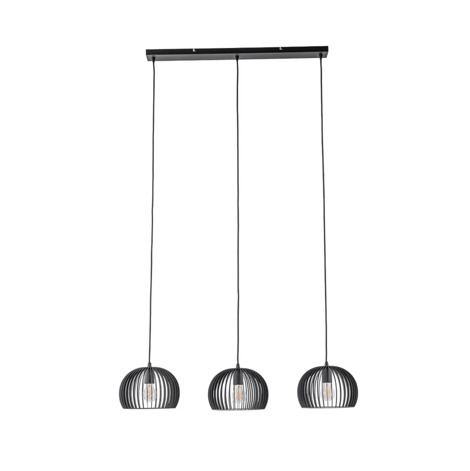Lámpara colgante Lindby Jusra, negra, metal, 3 luces, 99cm