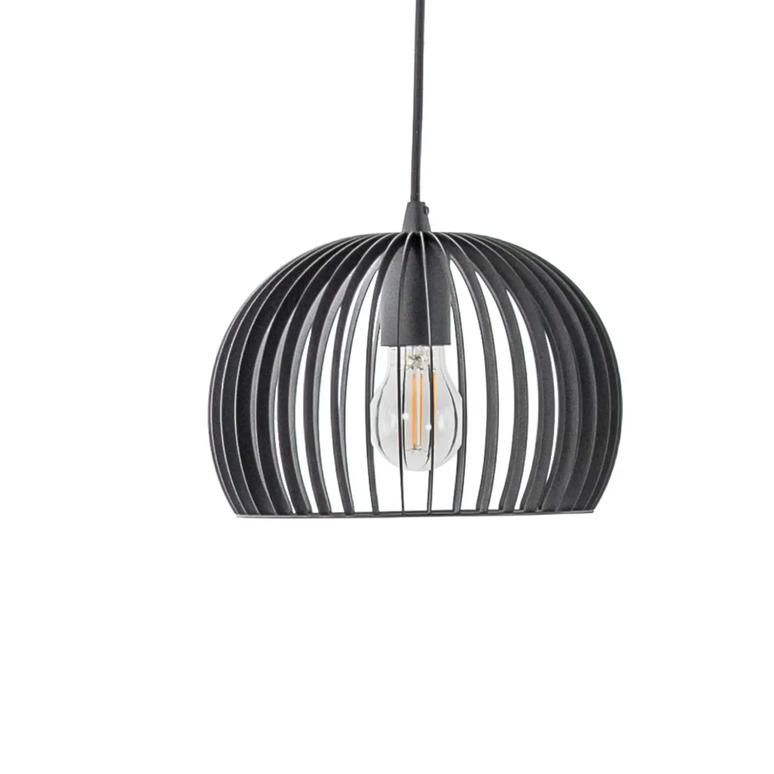 Lámpara colgante Lindby Jusra, negra, metal, 3 luces, 99cm