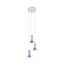 Lámpara colgante Lindby Kerimi, crema/azul, 3 luces, redonda
