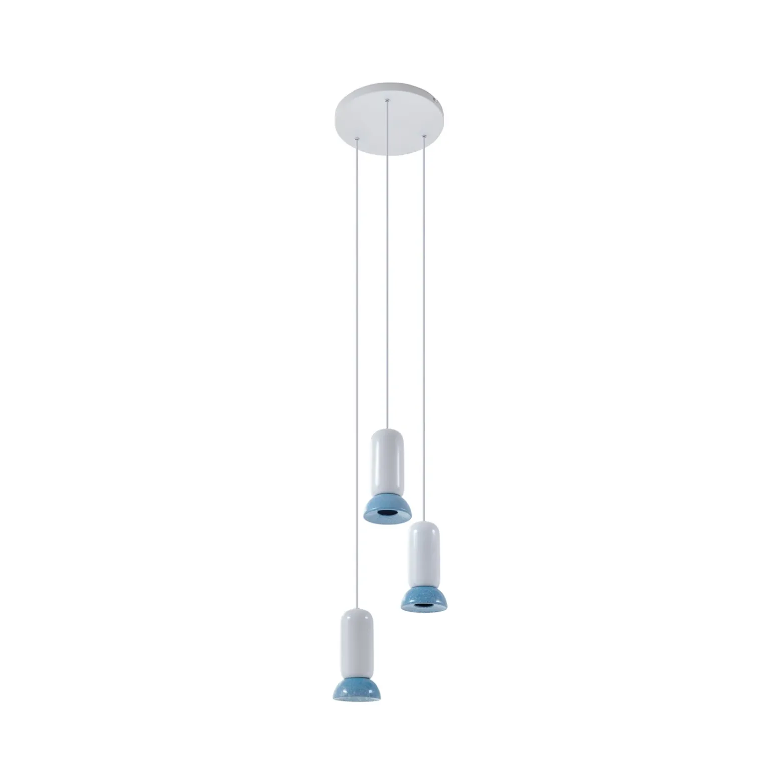 Lámpara colgante Lindby Kerimi, crema/azul, 3 luces, redonda