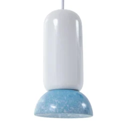 Lámpara colgante Lindby Kerimi, crema/azul, 3 luces, redonda