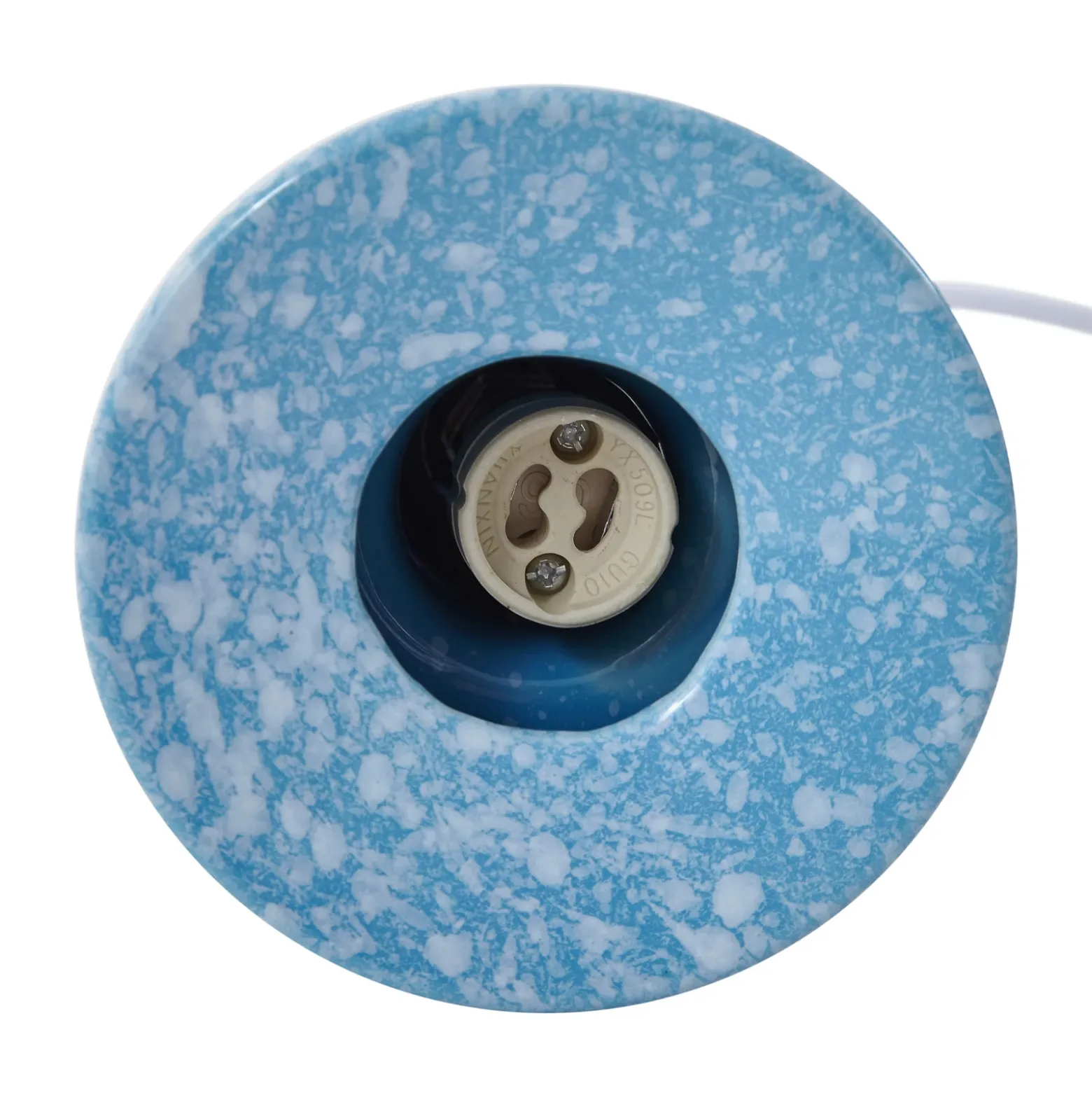 Lámpara colgante Lindby Kerimi, crema/azul, 3 luces, redonda