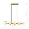 Lámpara colgante Lindby Kiamo, 83 cm, latón, blanco, cristal, G9