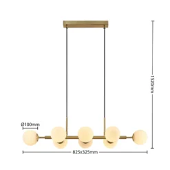 Lámpara colgante Lindby Kiamo, 83 cm, latón, blanco, cristal, G9