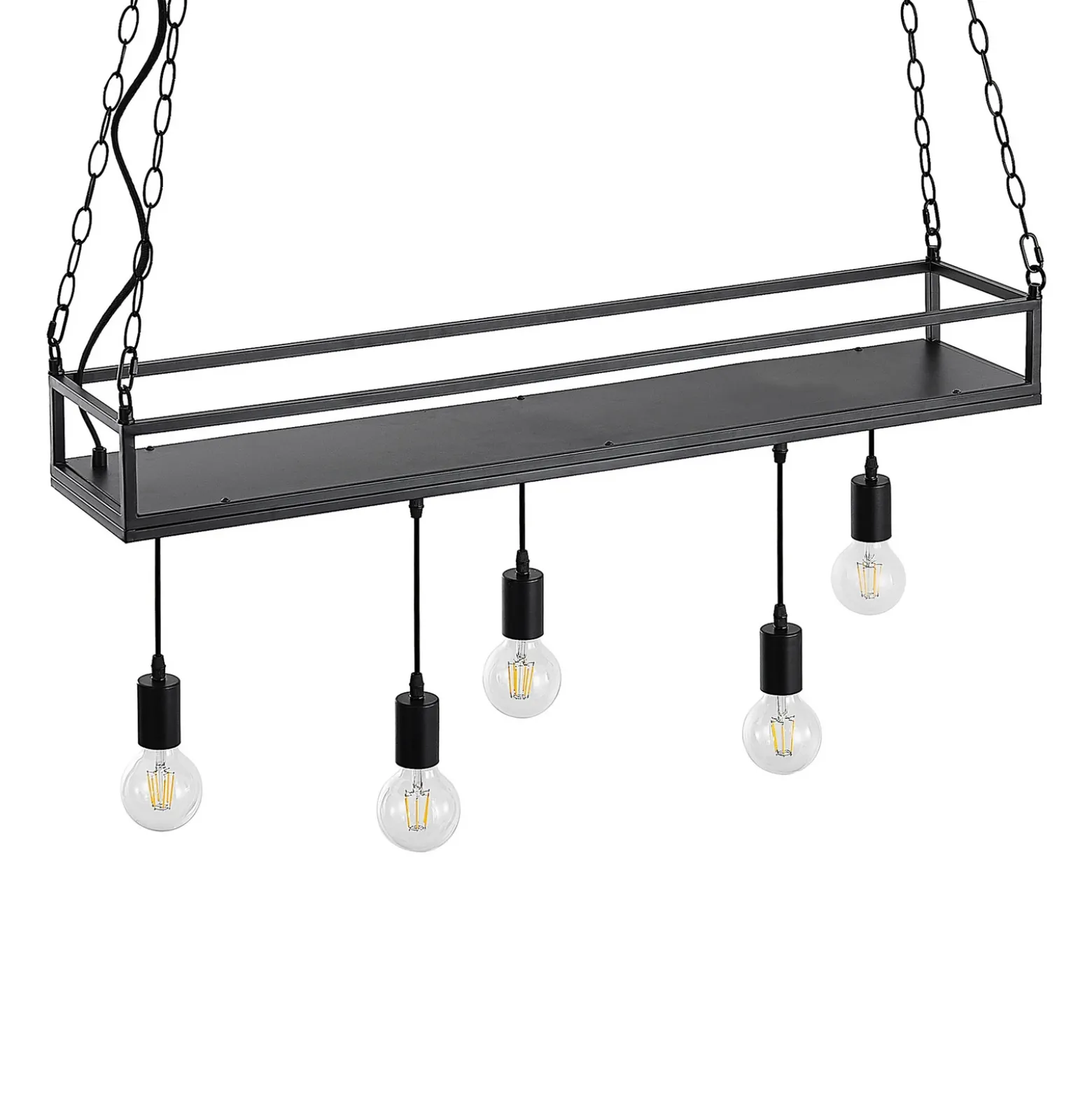Lámpara colgante Lindby Kirista, 5 luces, negro, 100 cm, E27