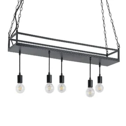 Lámpara colgante Lindby Kirista, 5 luces, negro, 100 cm, E27