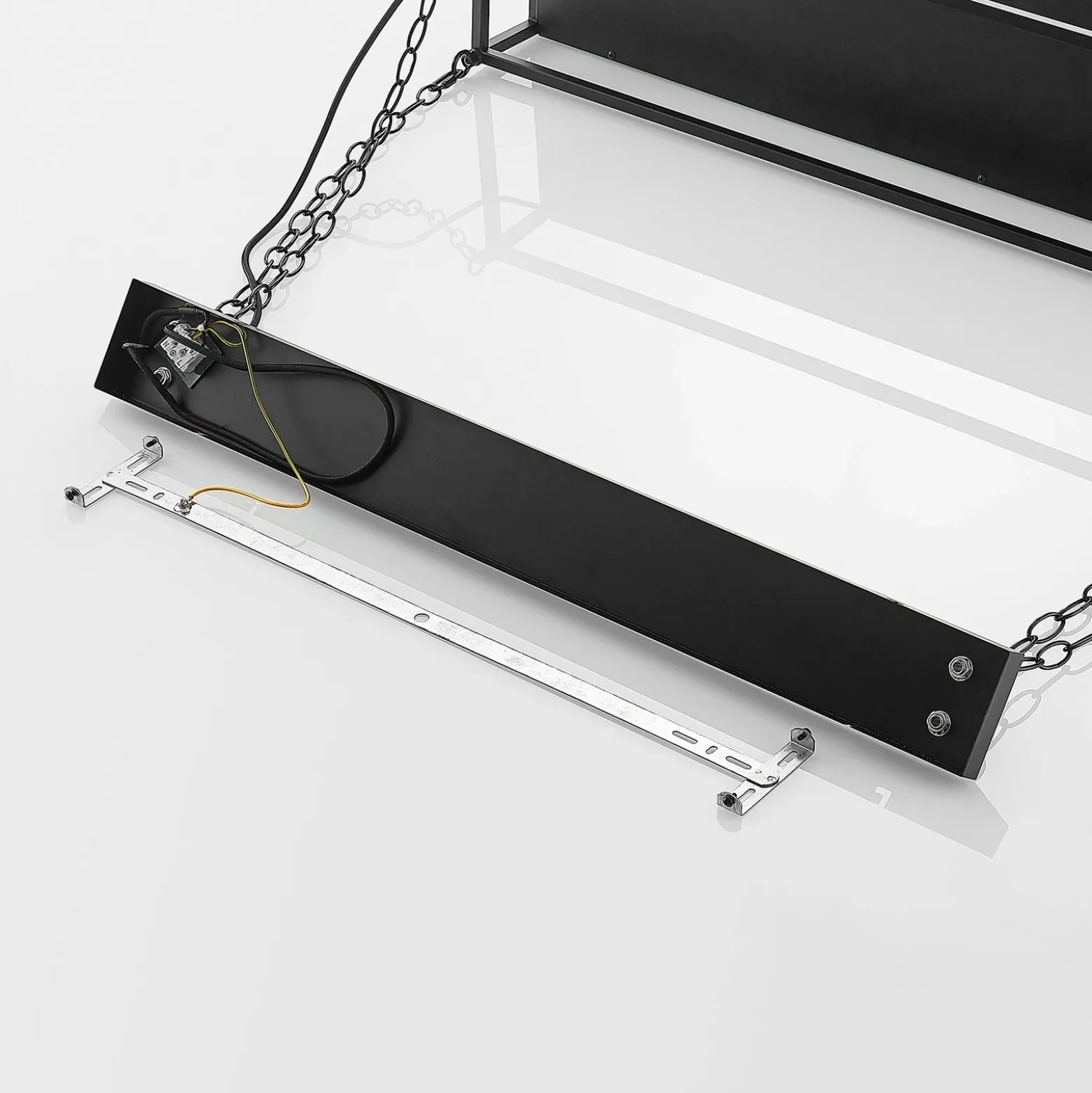 Lámpara colgante Lindby Kirista, 5 luces, negro/madera, 100 cm, E27