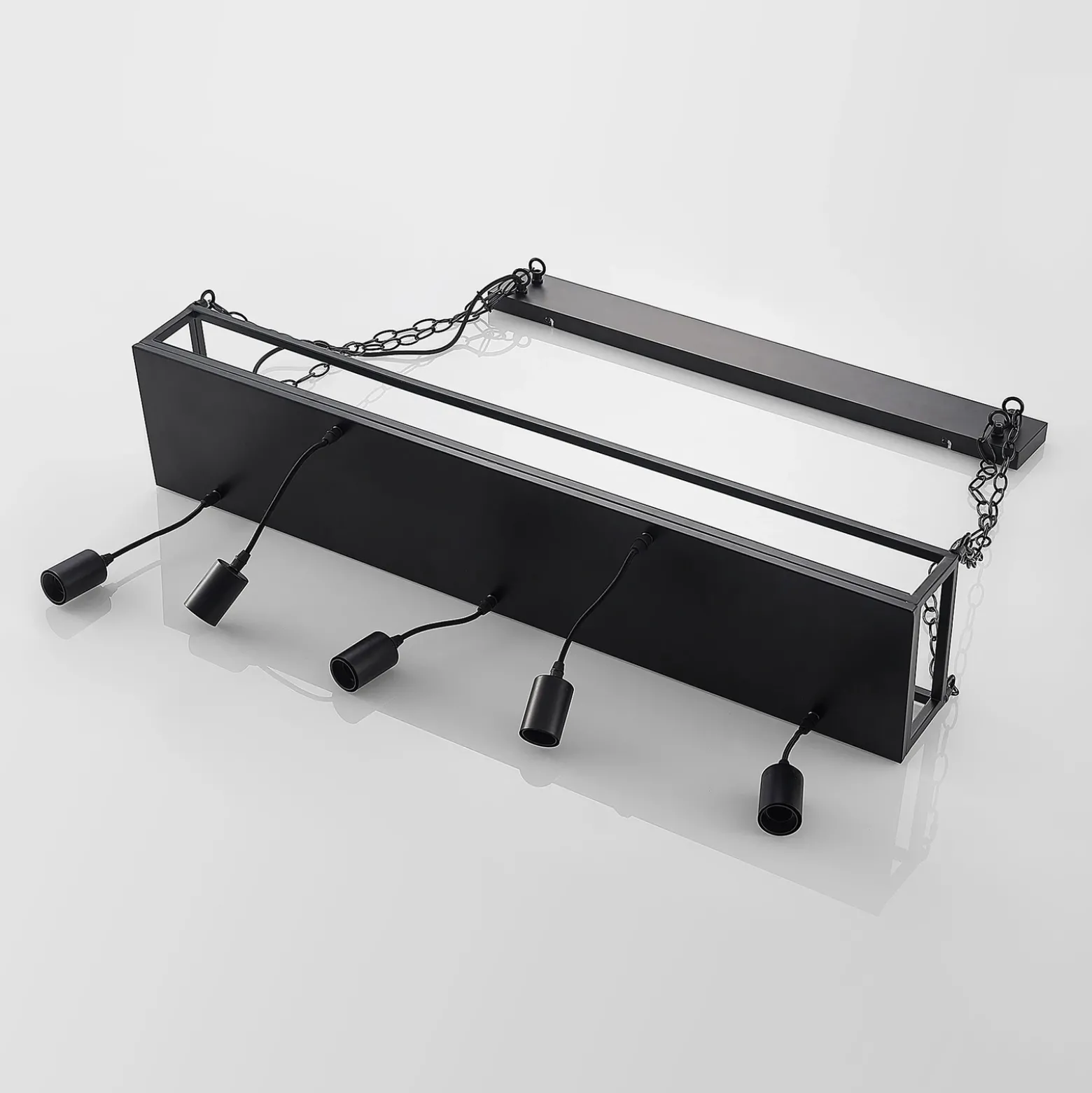 Lámpara colgante Lindby Kirista, 5 luces, negro, 100 cm, E27