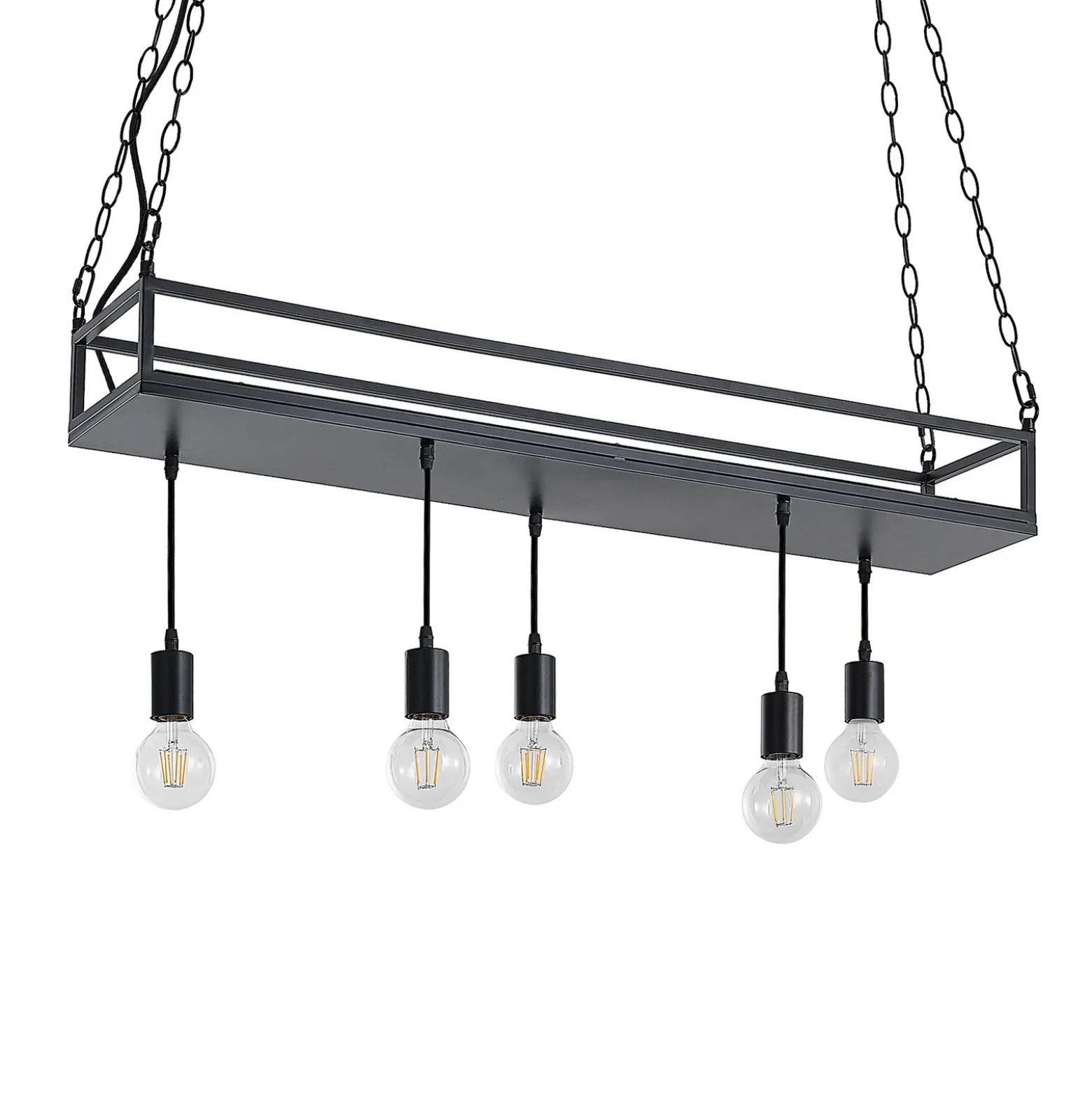 Lámpara colgante Lindby Kirista, 5 luces, negro, 100 cm, E27