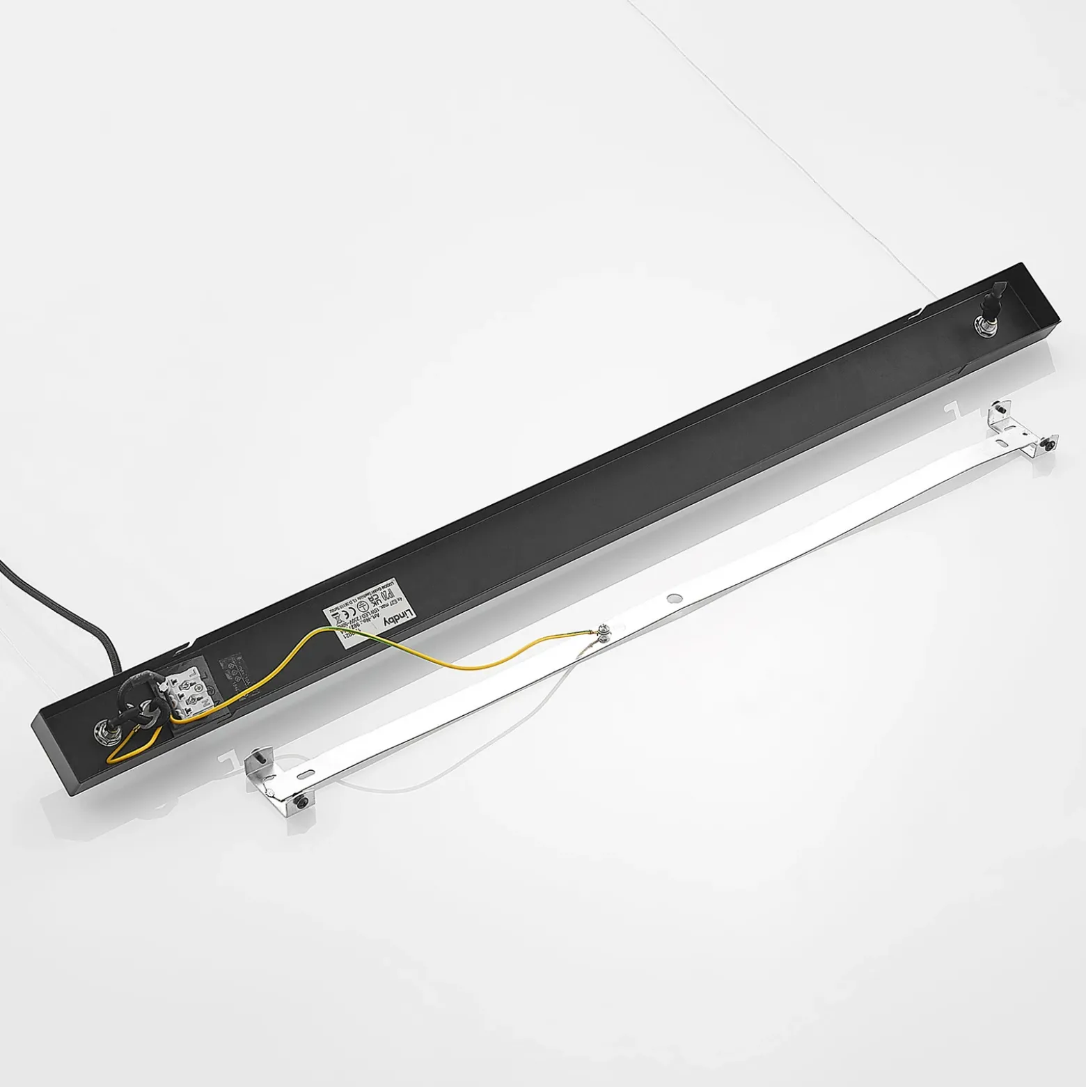 Lámpara colgante Lindby Kirista, 4 luces, negro/madera, 100 cm, E27