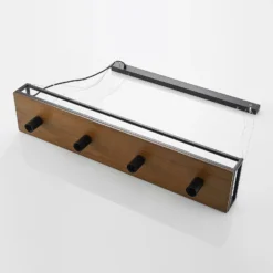 Lámpara colgante Lindby Kirista, 4 luces, negro/madera, 100 cm, E27