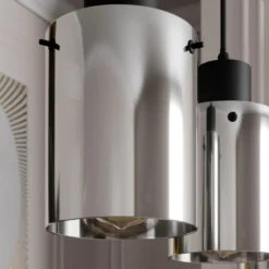 Lámpara colgante Lindby Kourtney, 4 luces, negro/gris, cristal, E27