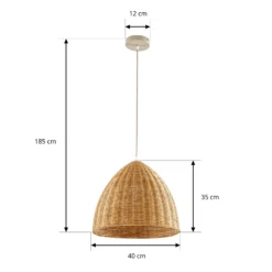 Lámpara colgante Lindby Laverne, Ø 40 cm, ratán, E27