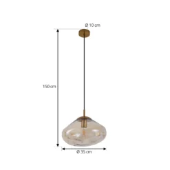 Lámpara colgante Lindby Lelia, ámbar, cristal, Ø 35 cm