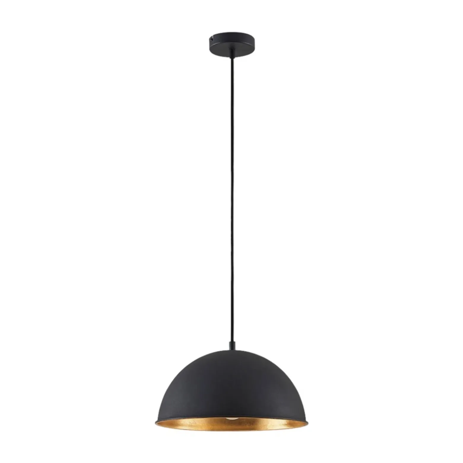 Lámpara colgante Lindby Leya, negro/oro, metal, Ø 30 cm, E27