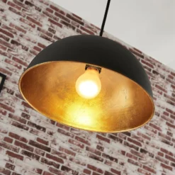 Lámpara colgante Lindby Leya, negro/oro, metal, Ø 30 cm, E27