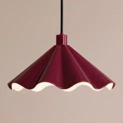 Lámpara colgante Lindby Lilliet, Ø 34 cm, rojo oscuro, metal, E27
