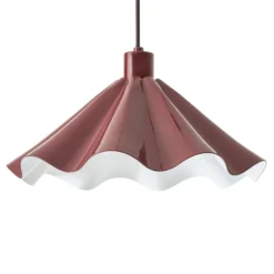 Lámpara colgante Lindby Lilliet, Ø 34 cm, rojo oscuro, metal, E27