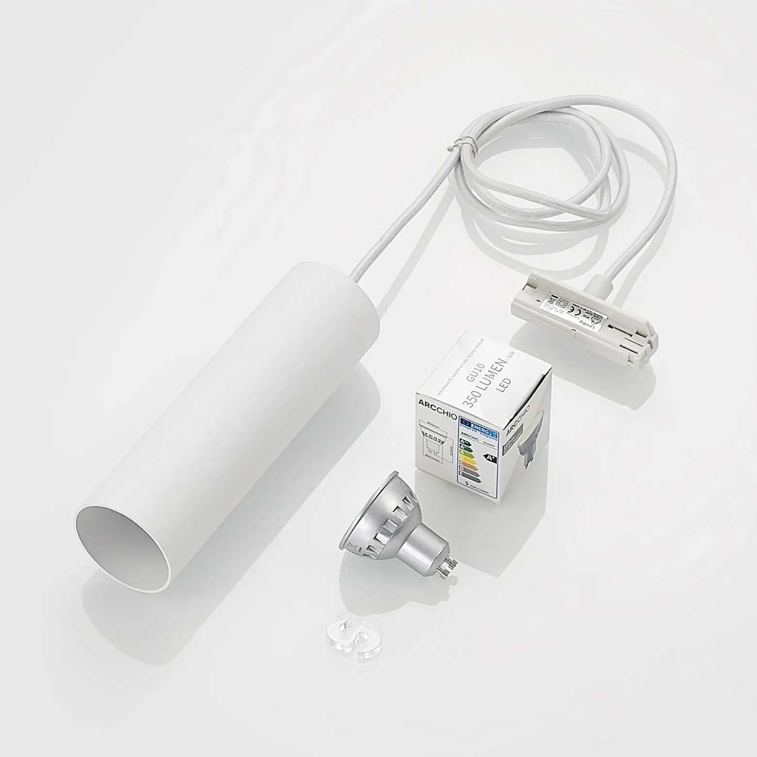 Lámpara colgante Lindby Linaro, 20 cm, blanca, 1 fase, GU10