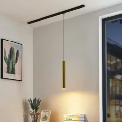 Lámpara colgante Lindby Linaro, 40 cm, dorada, monofásica, GU10