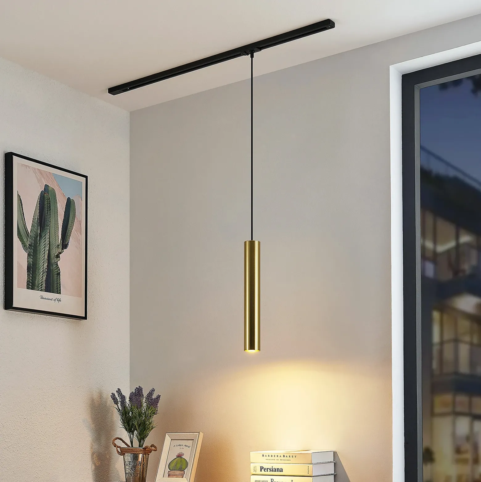 Lámpara colgante Lindby Linaro, 40 cm, dorada, monofásica, GU10