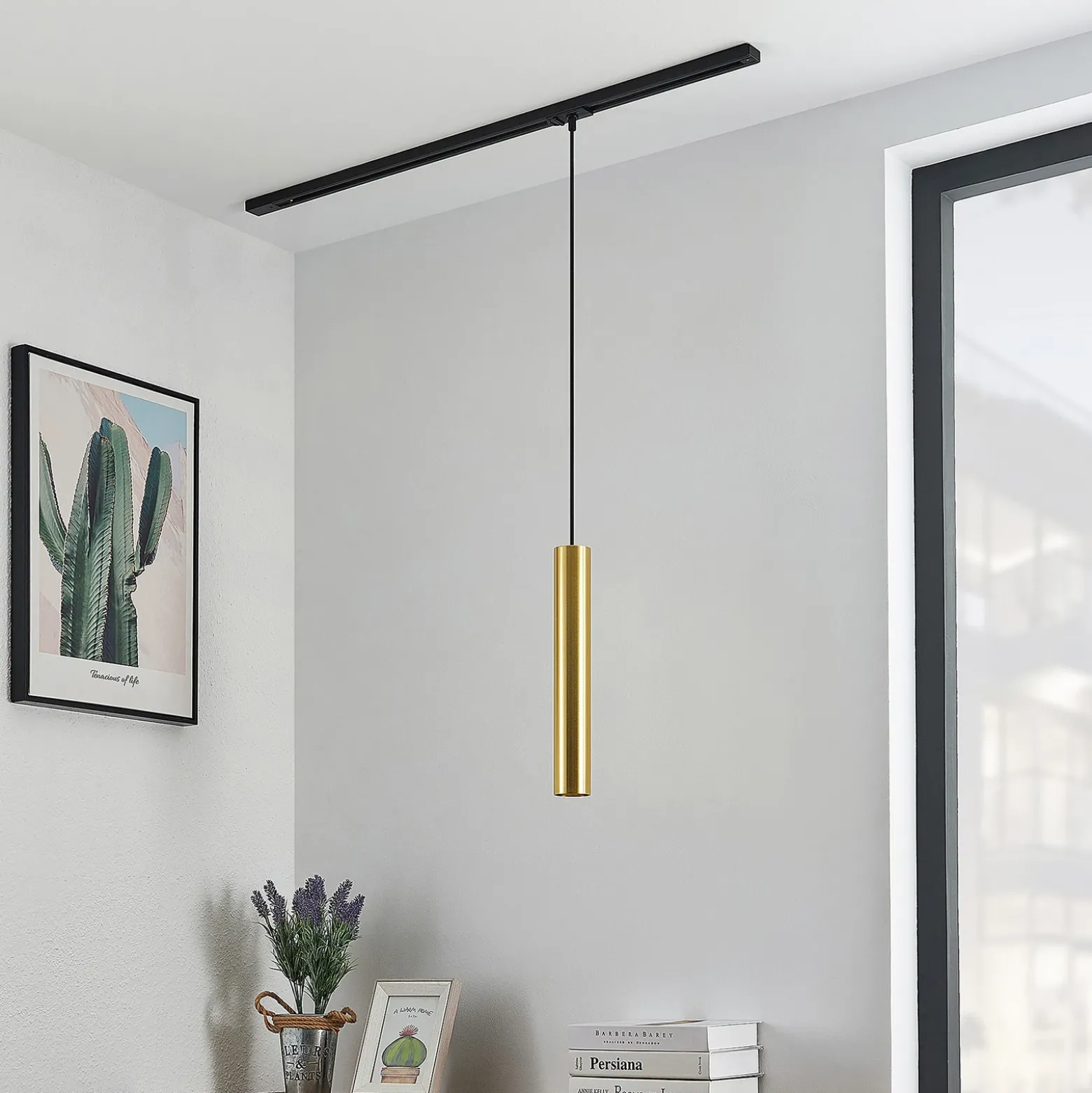 Lámpara colgante Lindby Linaro, 40 cm, dorada, monofásica, GU10