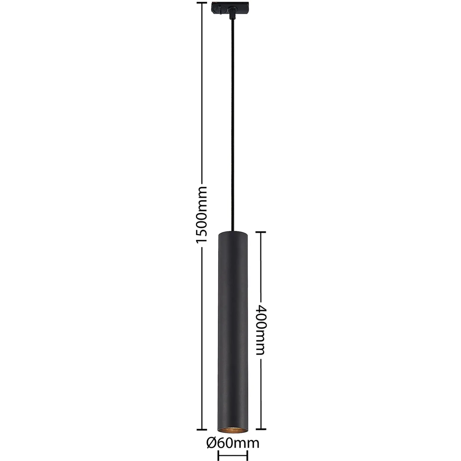 Lámpara colgante Lindby Linaro, 40 cm, negra, 1 fase, GU10
