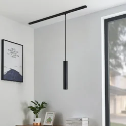 Lámpara colgante Lindby Linaro, 40 cm, negra, 1 fase, GU10