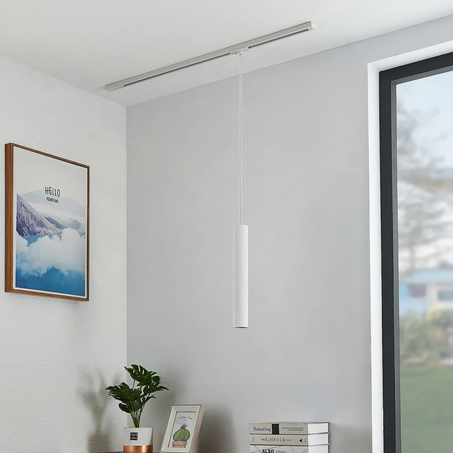 Lámpara colgante Lindby Linaro, 40 cm, blanca, monofásica, GU10