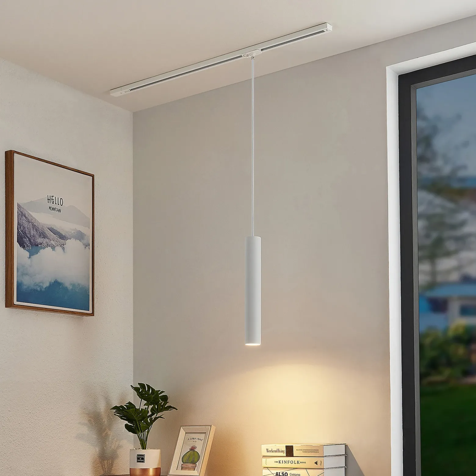 Lámpara colgante Lindby Linaro, 40 cm, blanca, monofásica, GU10