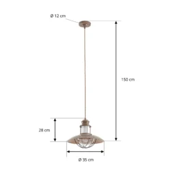 Lámpara colgante Lindby Louisanne, marrón, metal, Ø 35 cm