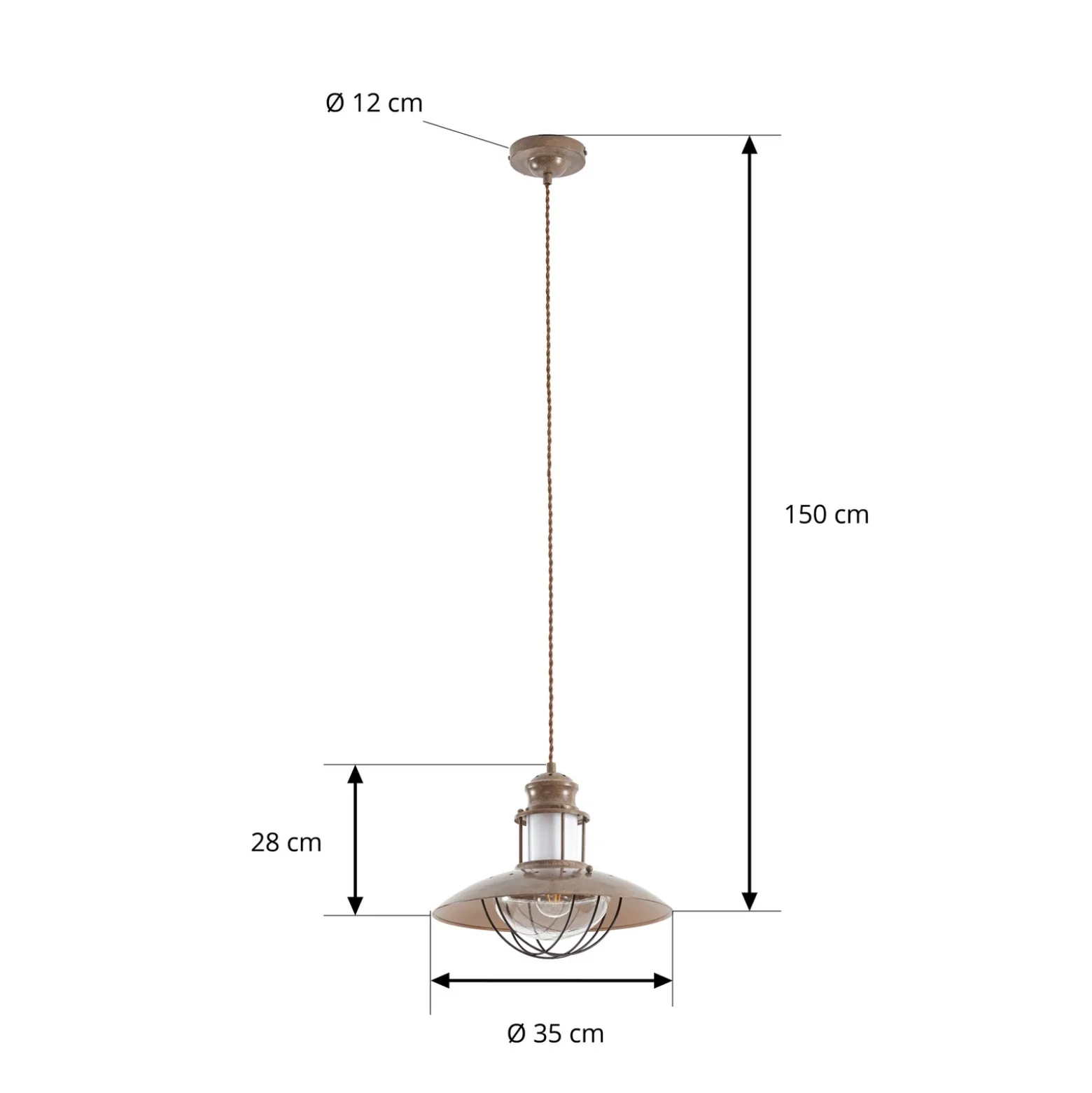 Lámpara colgante Lindby Louisanne, marrón, metal, Ø 35 cm