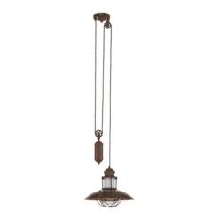 Lámpara colgante Lindby Louisanne, regulable, marrón, Ø 35 cm
