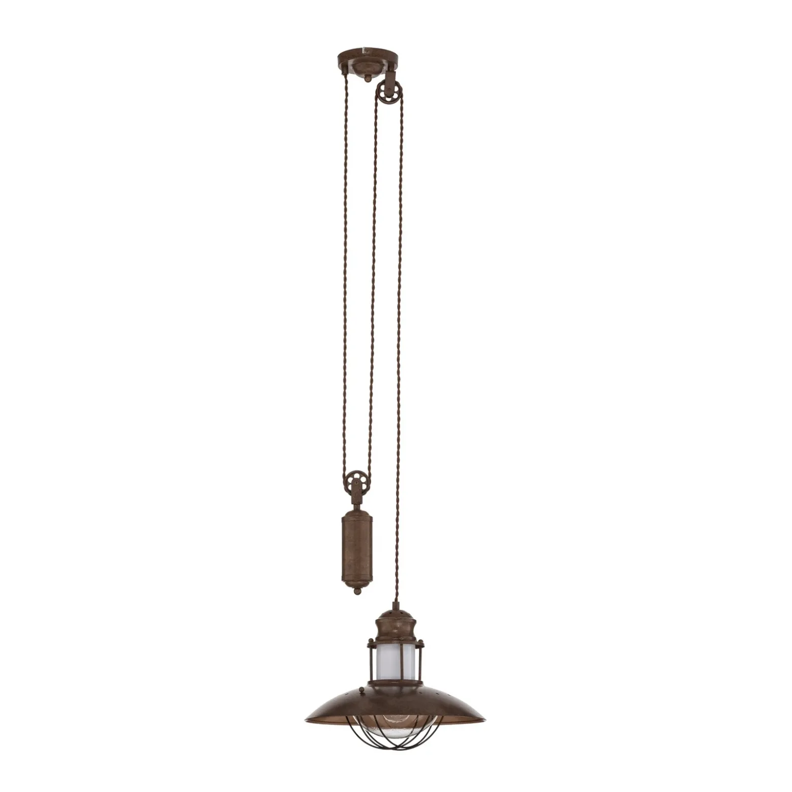 Lámpara colgante Lindby Louisanne, regulable, marrón, Ø 35 cm